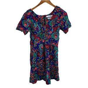 Vintage Joni Blair Vintage 80s Abstract Romper Women’s Size 5 Colorful Tie Front